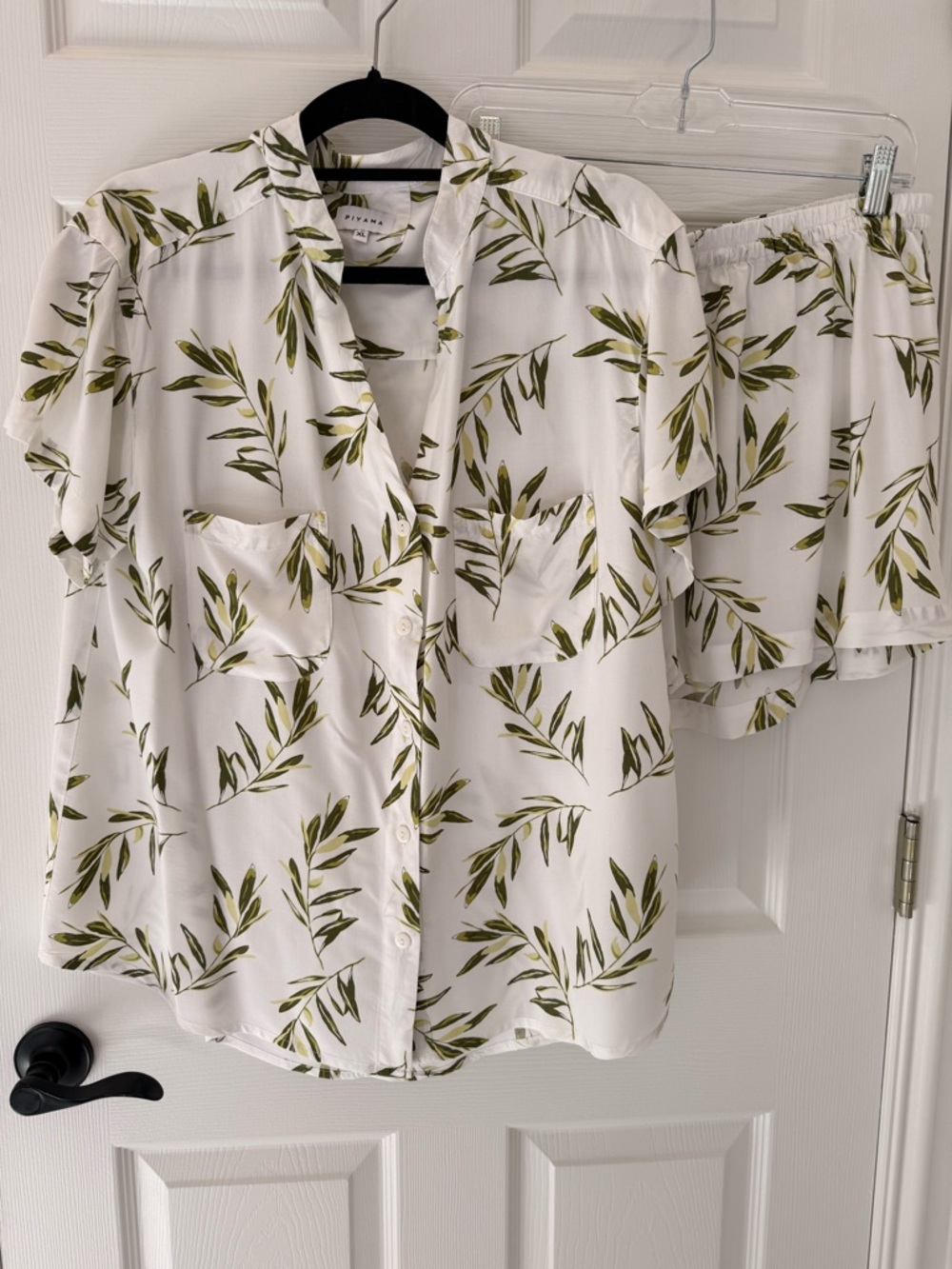Piyama Maggie Women's Olive Branch Print Pajama Set Size XL